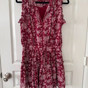 Pinch Floral Ruffle Red & White Mini Dress